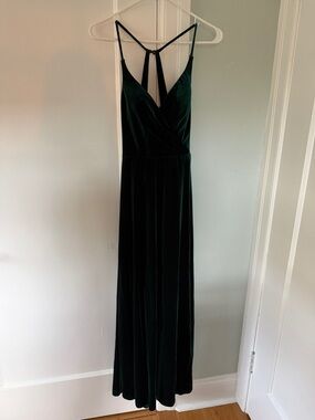 Azazie Deep Green Velvet Maxi Dress